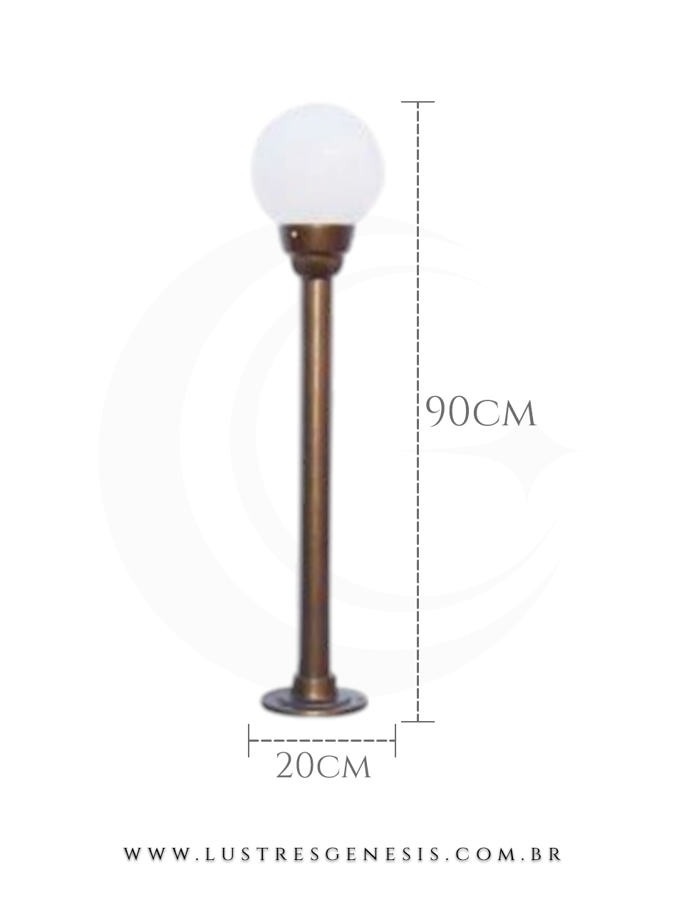 Lumin&aacute;ria de &Aacute;rea Externa Poste Colonial 90cm Globos Leitoso com Alum&iacute;nio para Fachada, Garagem e Cozinha 